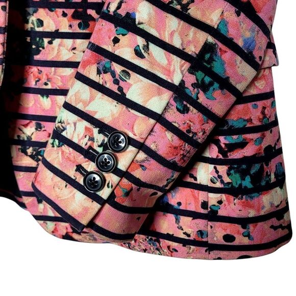 Banana Republic Striped Floral Single Button Blazer Size 4 - Picture 4 of 9